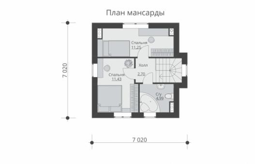 Одноэтажный дом с мансардой и террасой